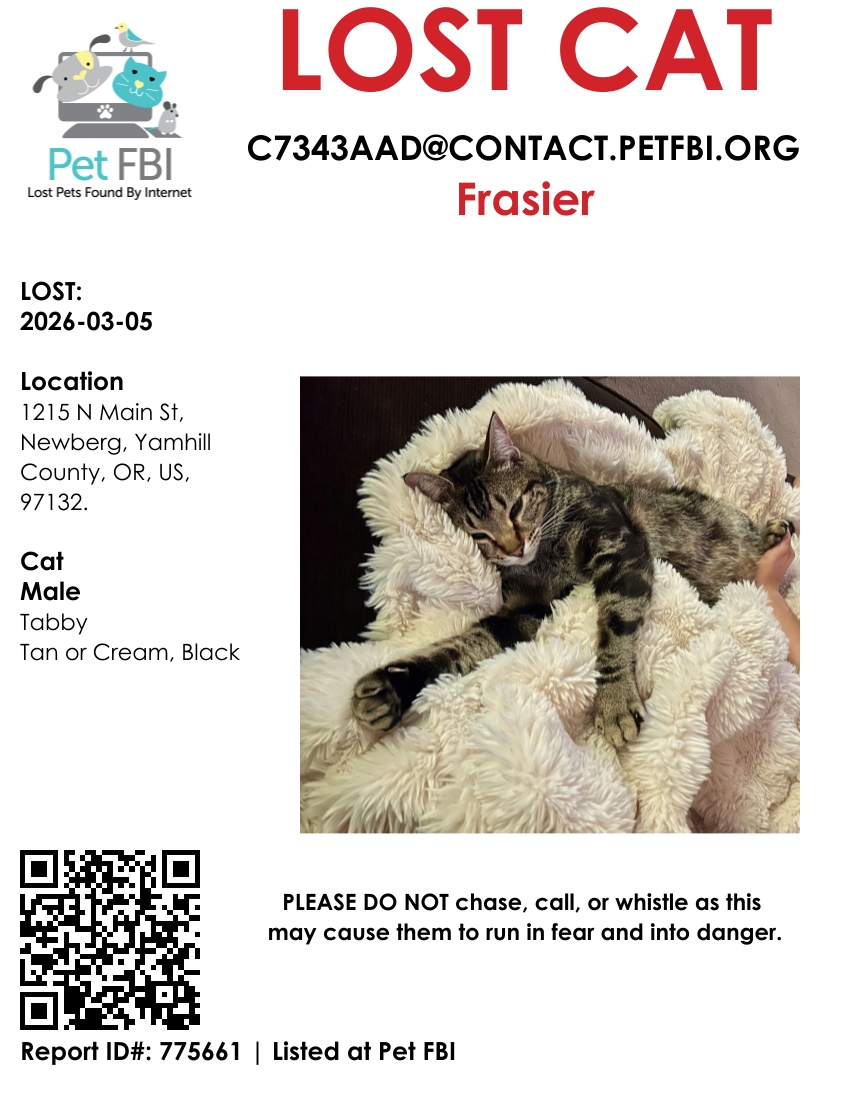 その他 usss cat fbi warrior2ptt Pet FBI Report ID #775661 for a LOST CAT | Pet FBI Pets Found By